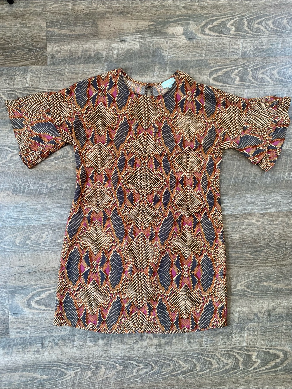 Women’s Snakeskin Printed Ruffle Sleeve Dress